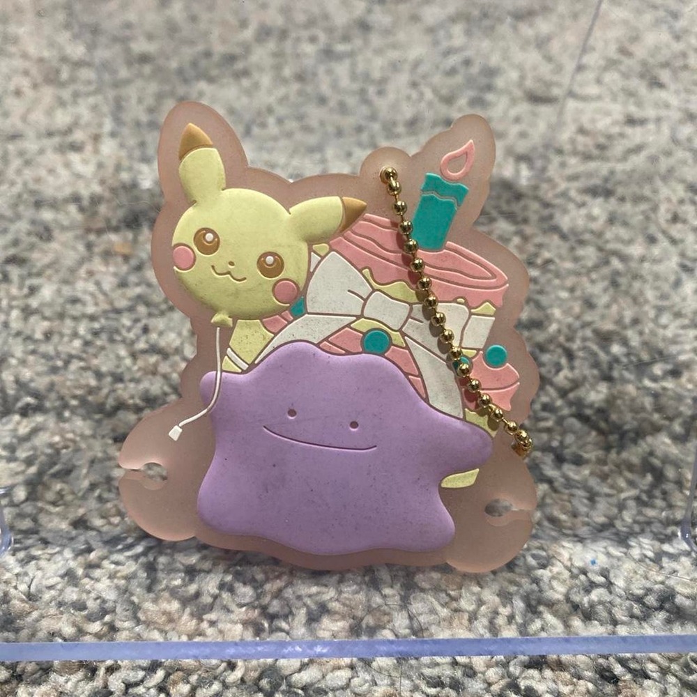 Pokemon Keychain Ditto Pikachu Rubber Accessory Ichibankuji Japan 2017
